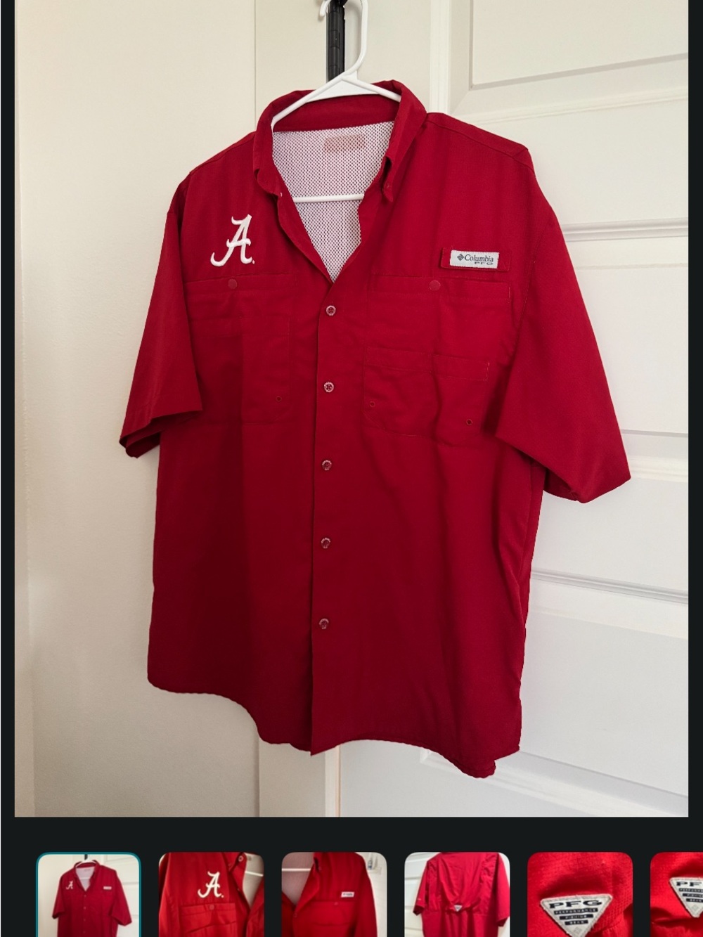 Columbia Alabama Short-Sleeve Button-Up Shirt with 'A' Embroidery